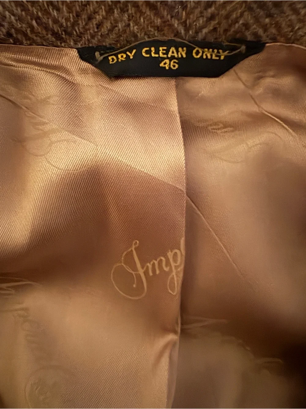 Haggar Brown Herringbone Wool Sport Coat with Tan Buttons